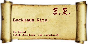 Backhaus Rita névjegykártya