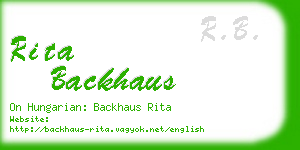 rita backhaus business card